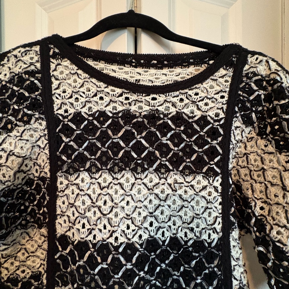 Stylish Black and White Lacy Sweater